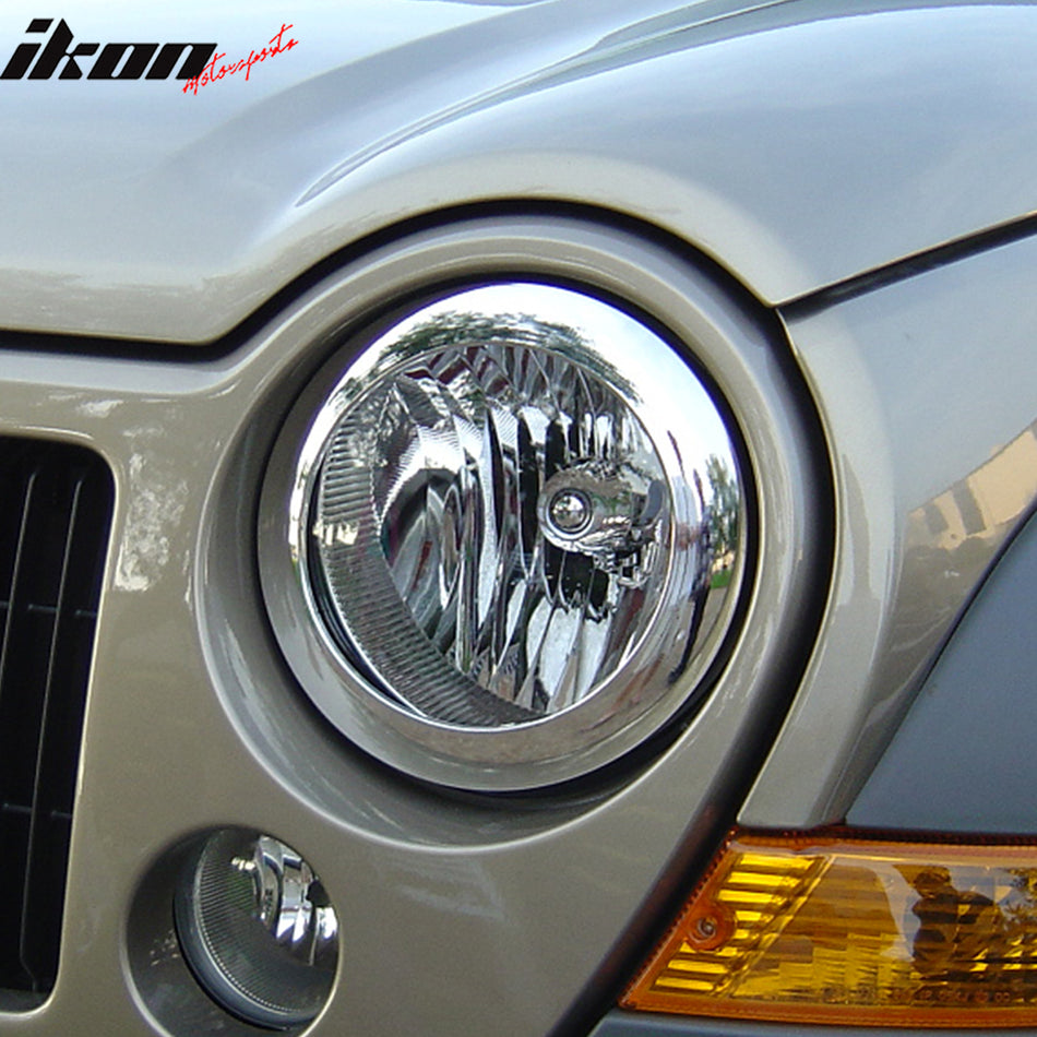 2002-2007 Jeep Liberty Headlight Bezels Cover Trims Chrome ABS 2PCS