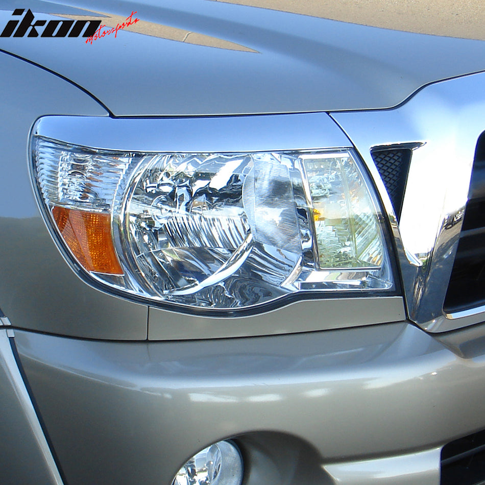 2005-2011 Toyota Tacoma 2PCS Headlight Bezels Cover Trims Chrome ABS