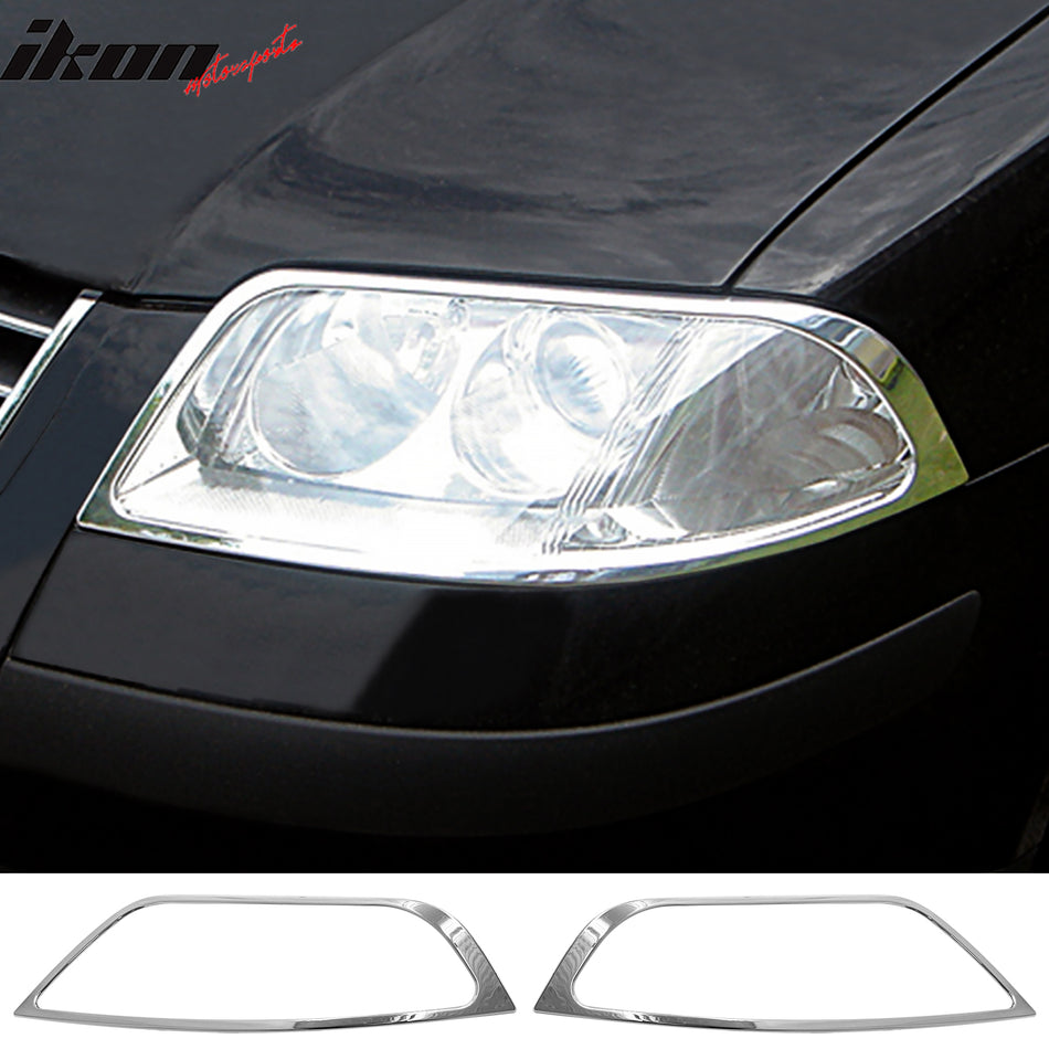 2001-2005 Volkswagen Passat Head Light Bezels Cover Chrome Surround Rim ABS Pair