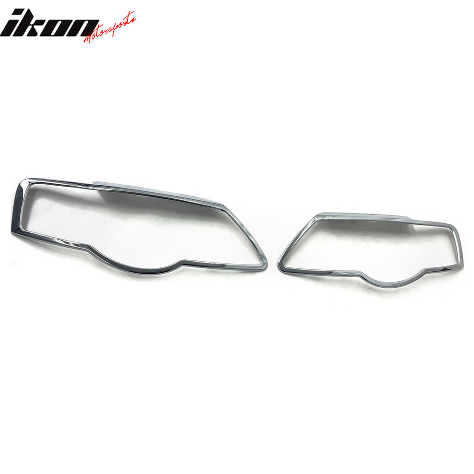 IKON MOTORSPORTS Headlight Bezel, Compatible With 2006-2010 2006-2010 Volkswagen Passat, Driver Passenger Side Front Headlamp Light Cover Trim Set Assembly Replacement ABS Chrome, 2PCS