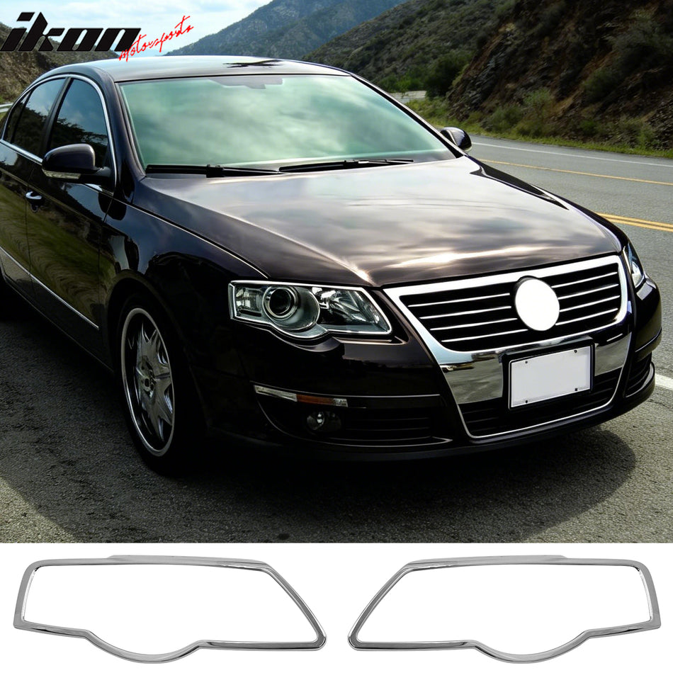 2006-2010 Volkswagen Passat Chrome Front Headlights Bezel Cover Trim Surround Rim