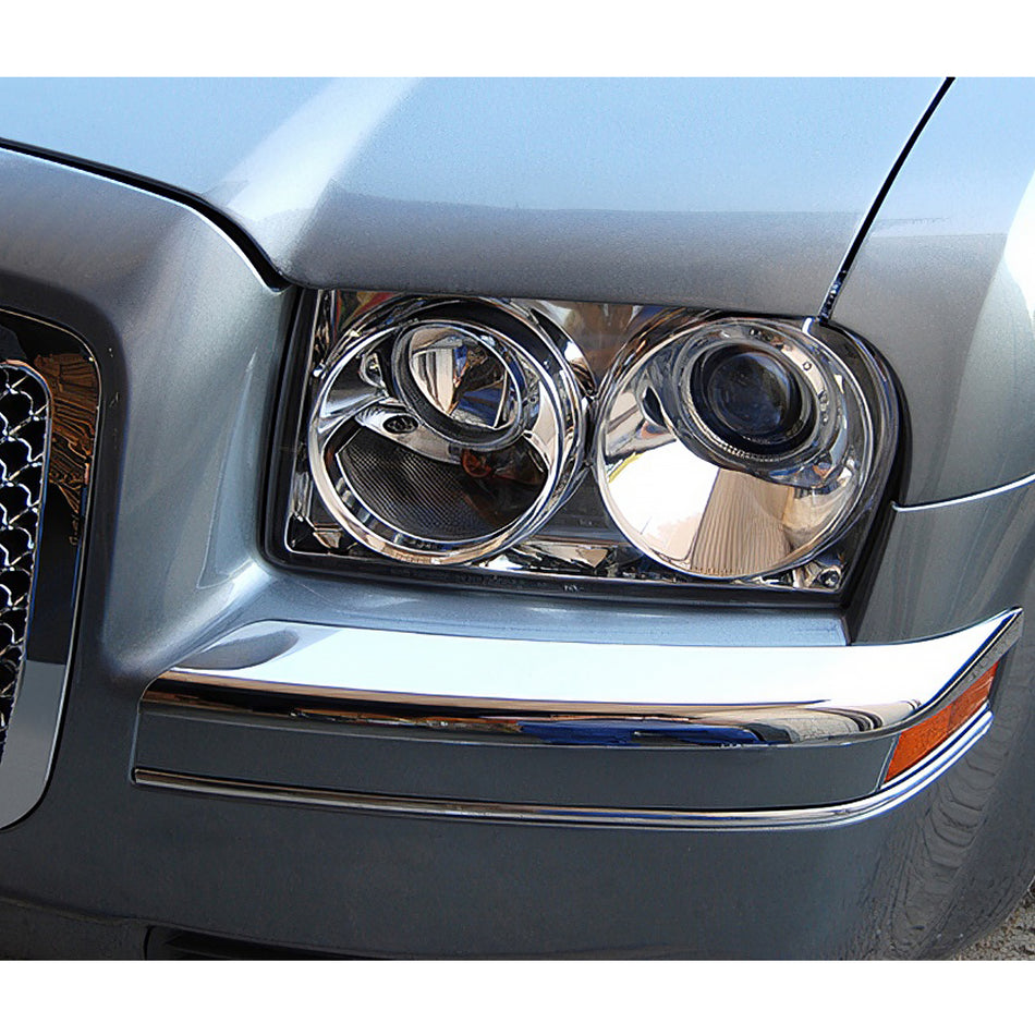 2005-2010 Chrysler 300 Chrome 2PCS Front Upper Bumper Corner Pad ABS