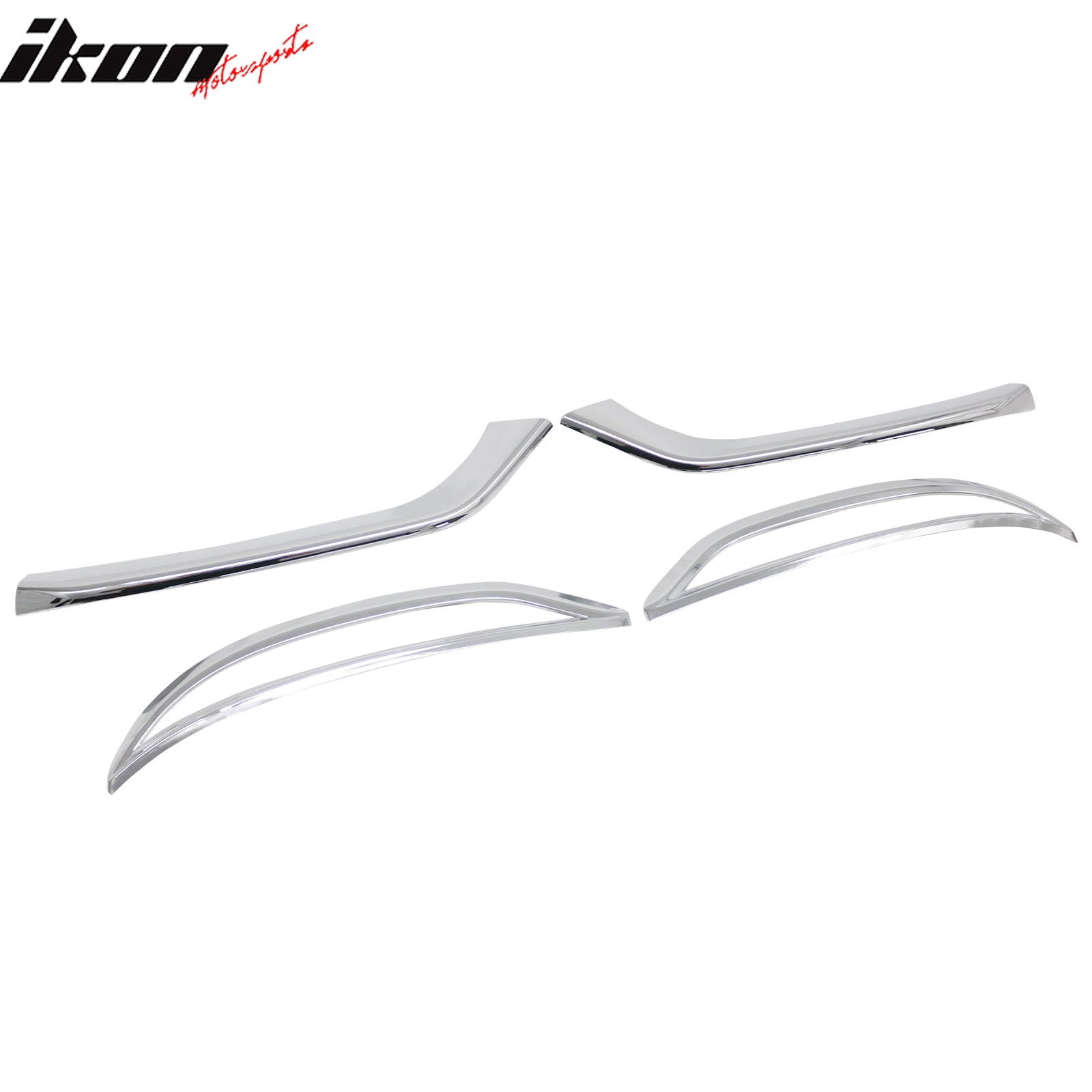 IKON MOTORSPORTS, Front Fog Lights Garnish + Rear Bumper Reflector Lights Bezels Compatible with 2014-2016 Kia Forte, Chrome Exterior Cover Frames Surround Rims, 4PCS