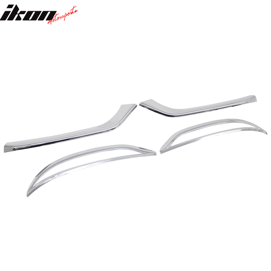 IKON MOTORSPORTS, Front Fog Lights Garnish + Rear Bumper Reflector Lights Bezels Compatible with 2014-2016 Kia Forte, Chrome Exterior Cover Frames Surround Rims, 4PCS