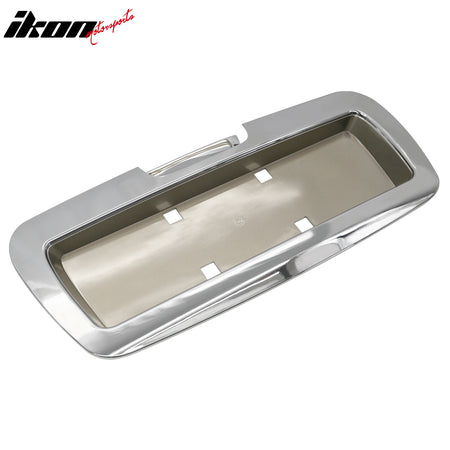 IKON MOTORSPORTS, Rear License Plate Panel Compatible With 2002-2009 Chevy Trailblazer 2002-2009 GMC Envoy Frosted Gold Background with Chrome ABS Rear Trunk Hatch License Holder