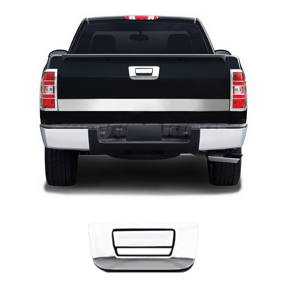 IKON MOTORSPORTS Rear Liftgate Accent Bar, Compatible with 2006-2009 Chevrolet Silverado, Chrome Stainless Steel Decorative Rear Door Molding Trim Strip
