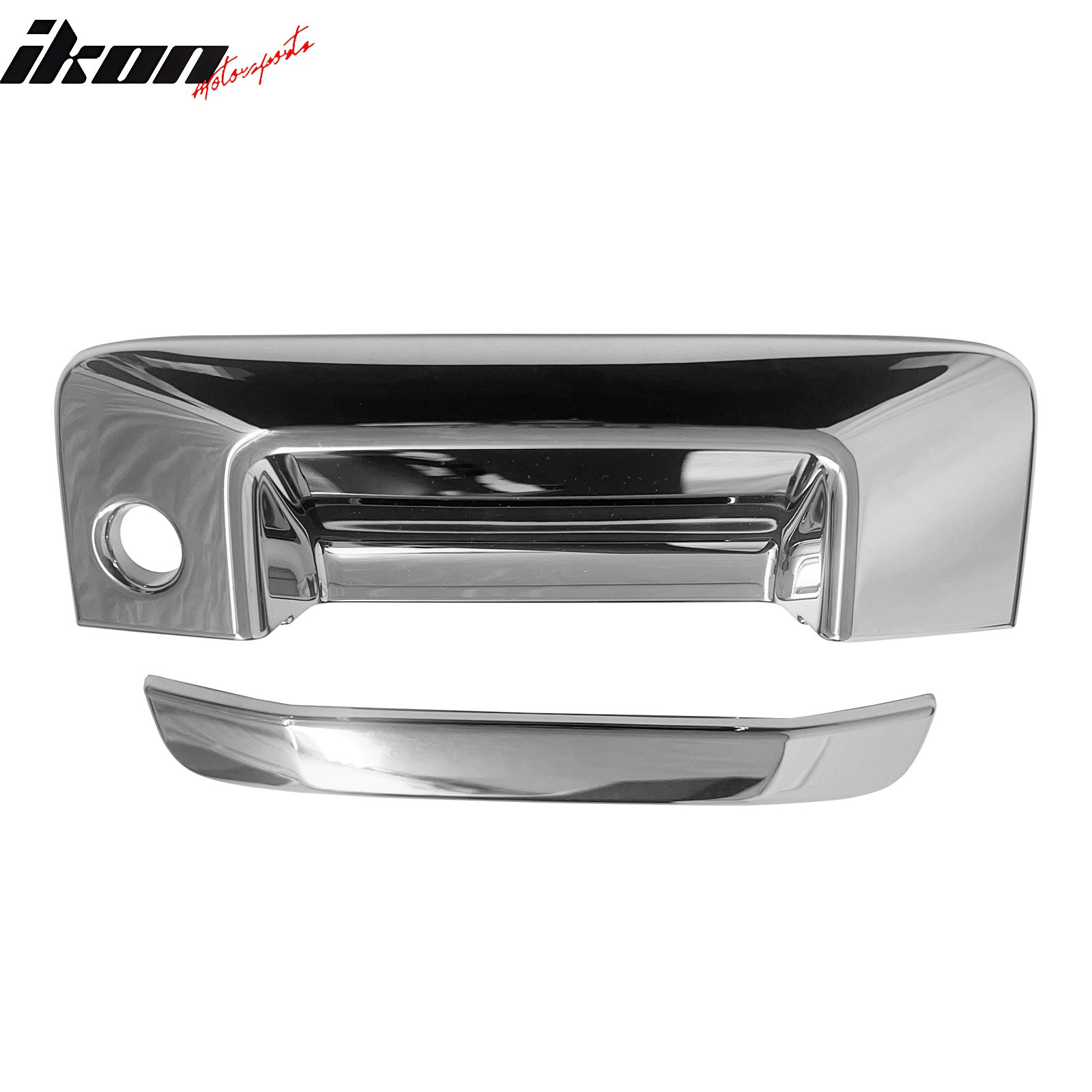 IKON MOTORSPORTS Tailgate Handle Cover, Compatible with 2014-2018 Chevy Silverado GMC Sierra 1500/2500/3500 2015-2022 Colorado, Chrome ABS Rear Lift Gate Door Handle Protector Cap w/ Keyhole