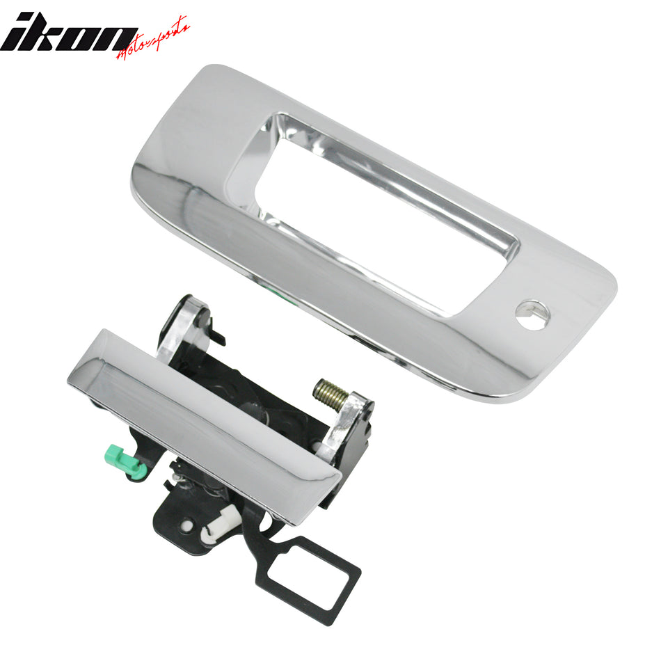 IKON MOTORSPORTS Tailgate Door Handle Cover, Compatible with 2007-2013 Chevy Silverado / GMC Sierra 1500 2008-2014 Silverado Sierra 2500HD 3500HD, Chrome ABS Door Handle Protector Cap w/ Keyhole 1PCS