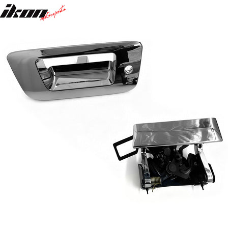 IKON MOTORSPORTS Tailgate Handle Cover, Compatible with 2007-2013 Chevy Silverado & GMC Sierra, No Keyhole Chrome ABS Plastic Rear Liftgate Tailgate Handle Cover Bezel Trim
