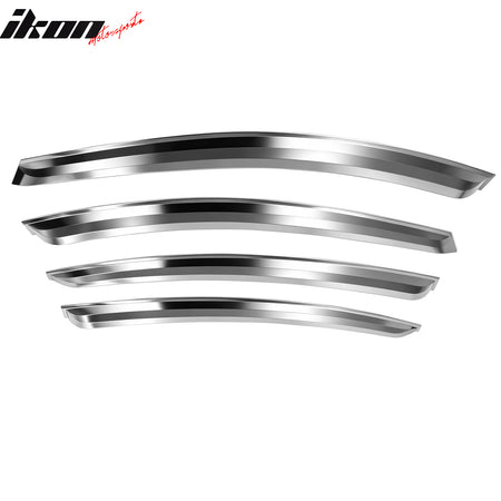 IKON MOTORSPORTS Tape on Window Visors Compatible with 2011-2015 Chevrolet Chevy Cruze, ABS Plastic Chrome Rain Guards, Side Window Wind Deflectors 4PCS