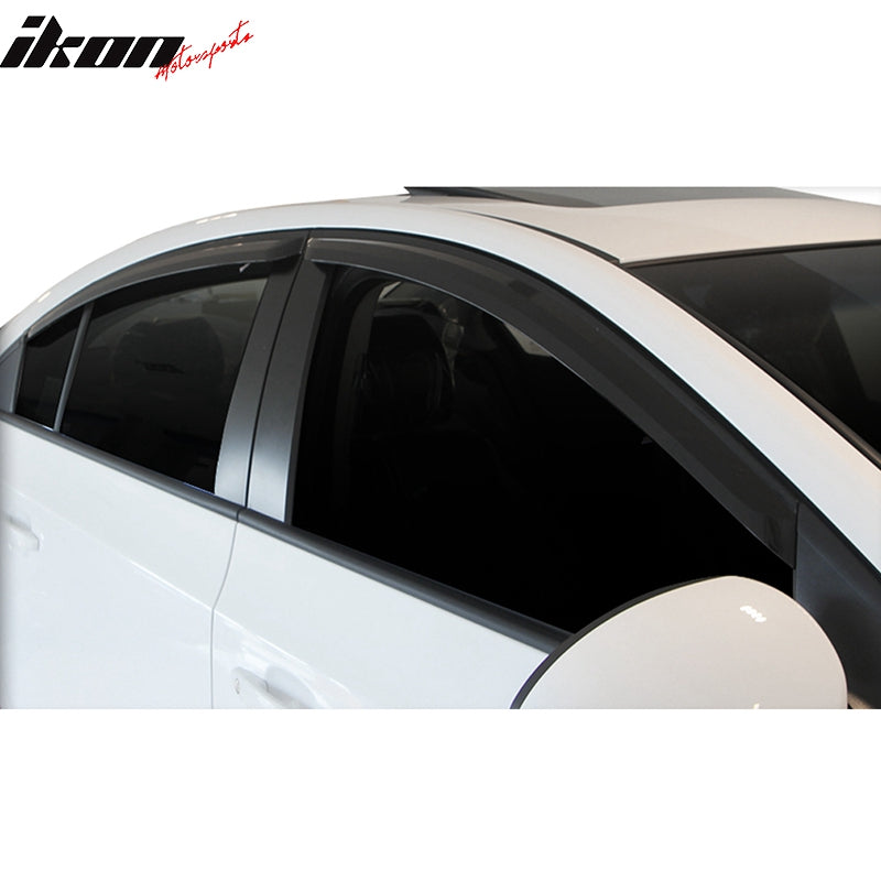 IKON MOTORSPORTS Tape on Window Visors Compatible with 2011-2015 Chevrolet Cruze, ABS Plastic Dark Smoke Rain Guards, Side Window Wind Deflectors 4PCS