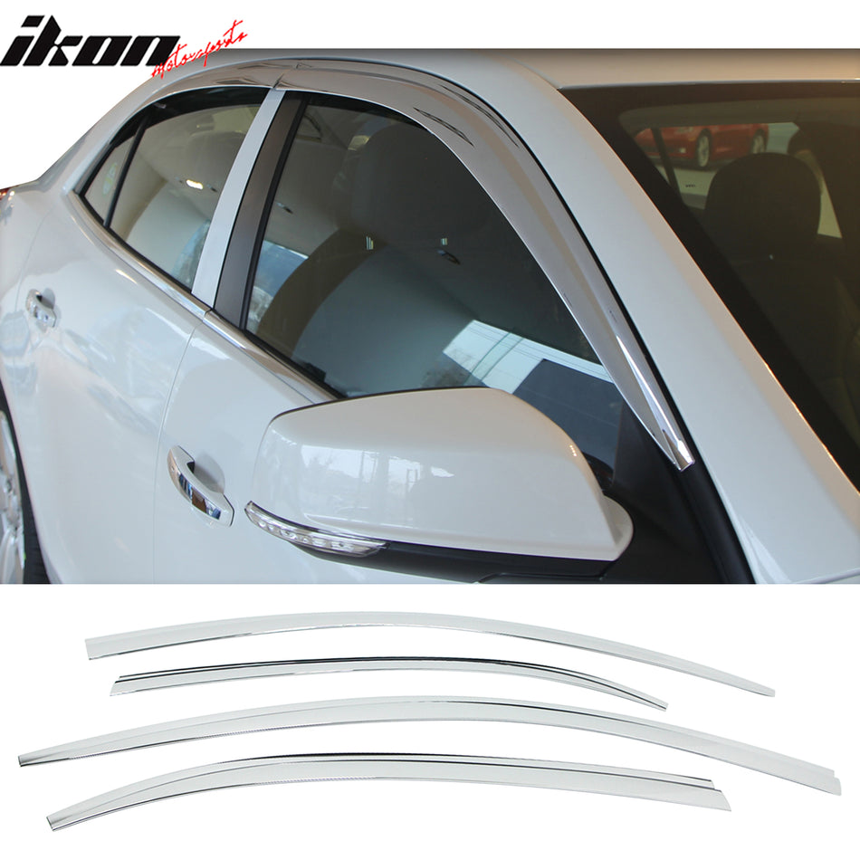 2013-2015 Chevrolet Malibu Chrome Window Visor Rain Sun Guard ABS 4PCS