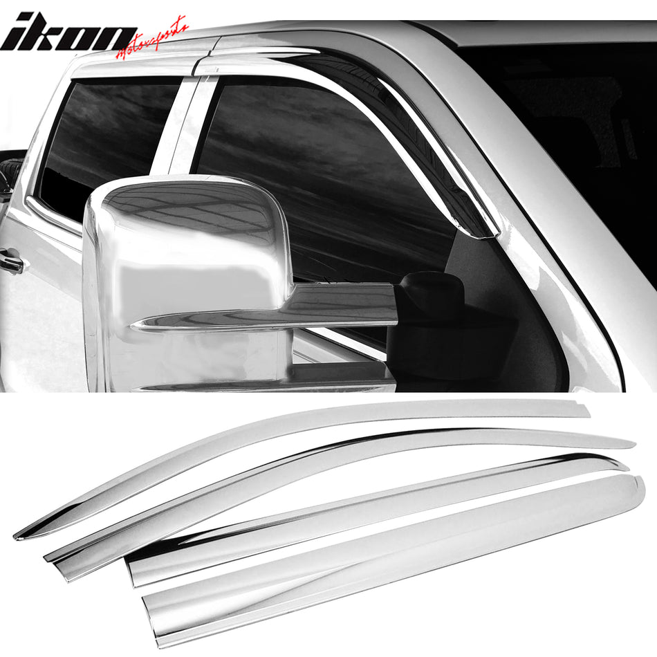 2014-2018 Chevy Silverado 1500 2500 Crew Cab Window Visor ABS Chrome