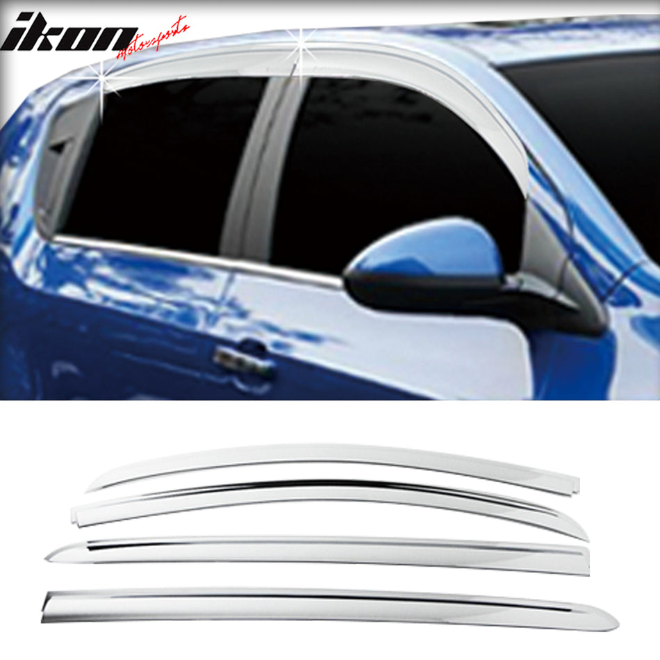 2012-20 Chevrolet Sonic HB 5DR Window Visor ABS Chrome Rain Guard 4PC