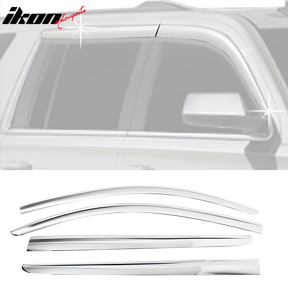 2015-2020 Chevrolet Suburban Chrome ABS Window Visors Tape On 4PCS