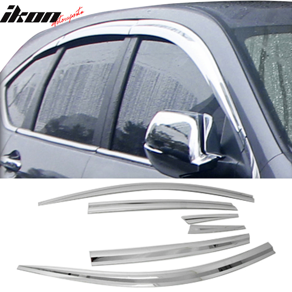 2012-2014 Honda CR-V Chrome Window Visors Rain Sun Guard ABS 6PCS