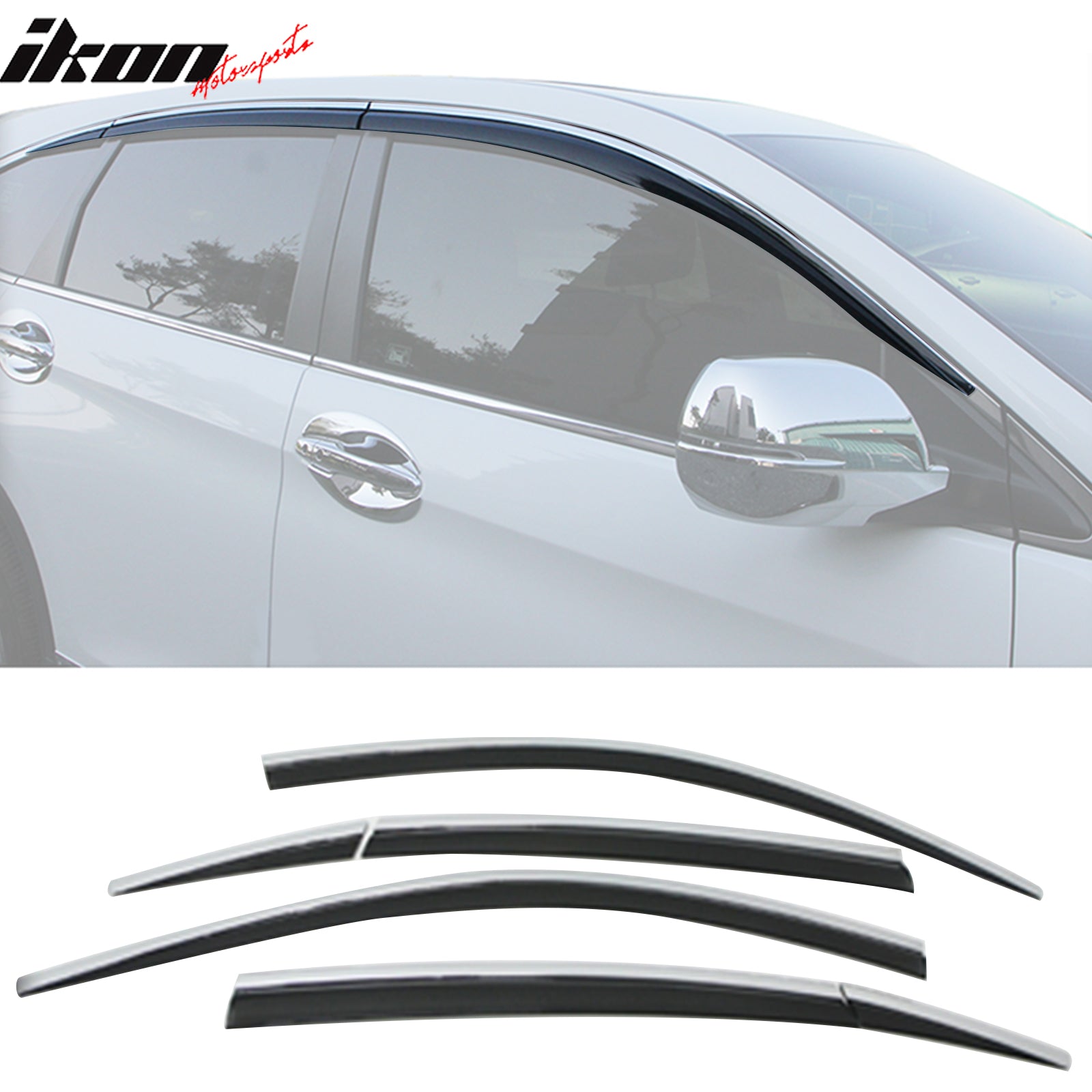 Fits 12-16 Honda CR-V Window Visor ABS Black with Chrome Trim Sun