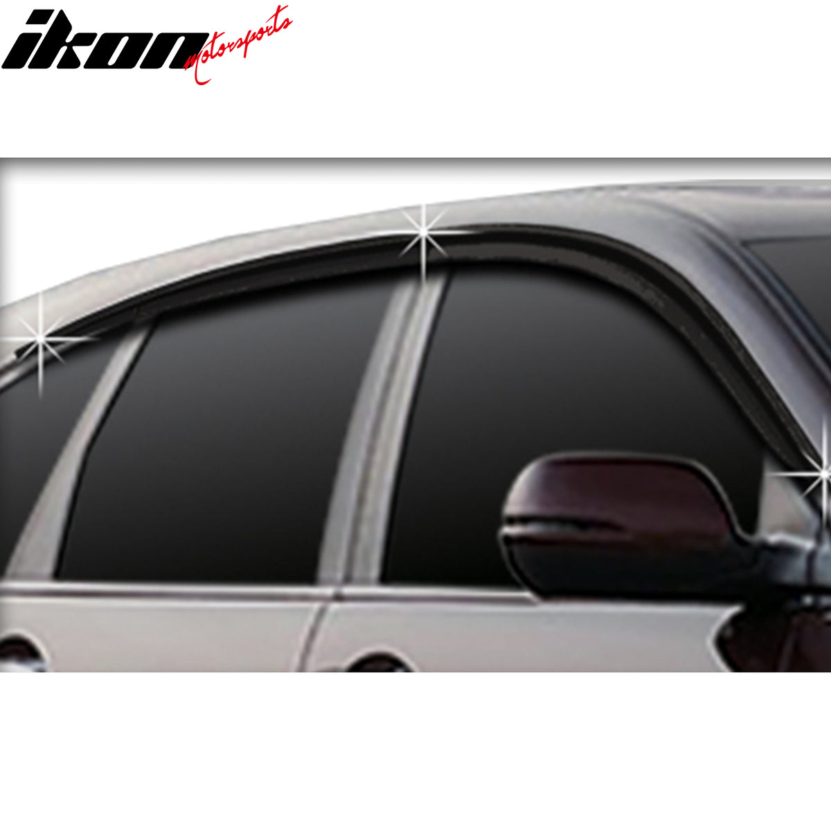 IKON MOTORSPORTS Tape on Window Visors Compatible with 2012-2016 Honda CR-V, ABS Dark Smoke Rain Guards, Side Window Wind Deflectors 6PCS