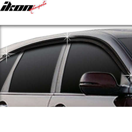 IKON MOTORSPORTS Tape on Window Visors Compatible with 2012-2016 Honda CR-V, ABS Dark Smoke Rain Guards, Side Window Wind Deflectors 6PCS