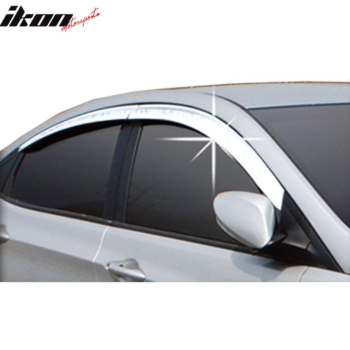 Fits 12-17 Hyundai Accent Sedan Side Window Visors Vent Deflectors 4PCS Chrome