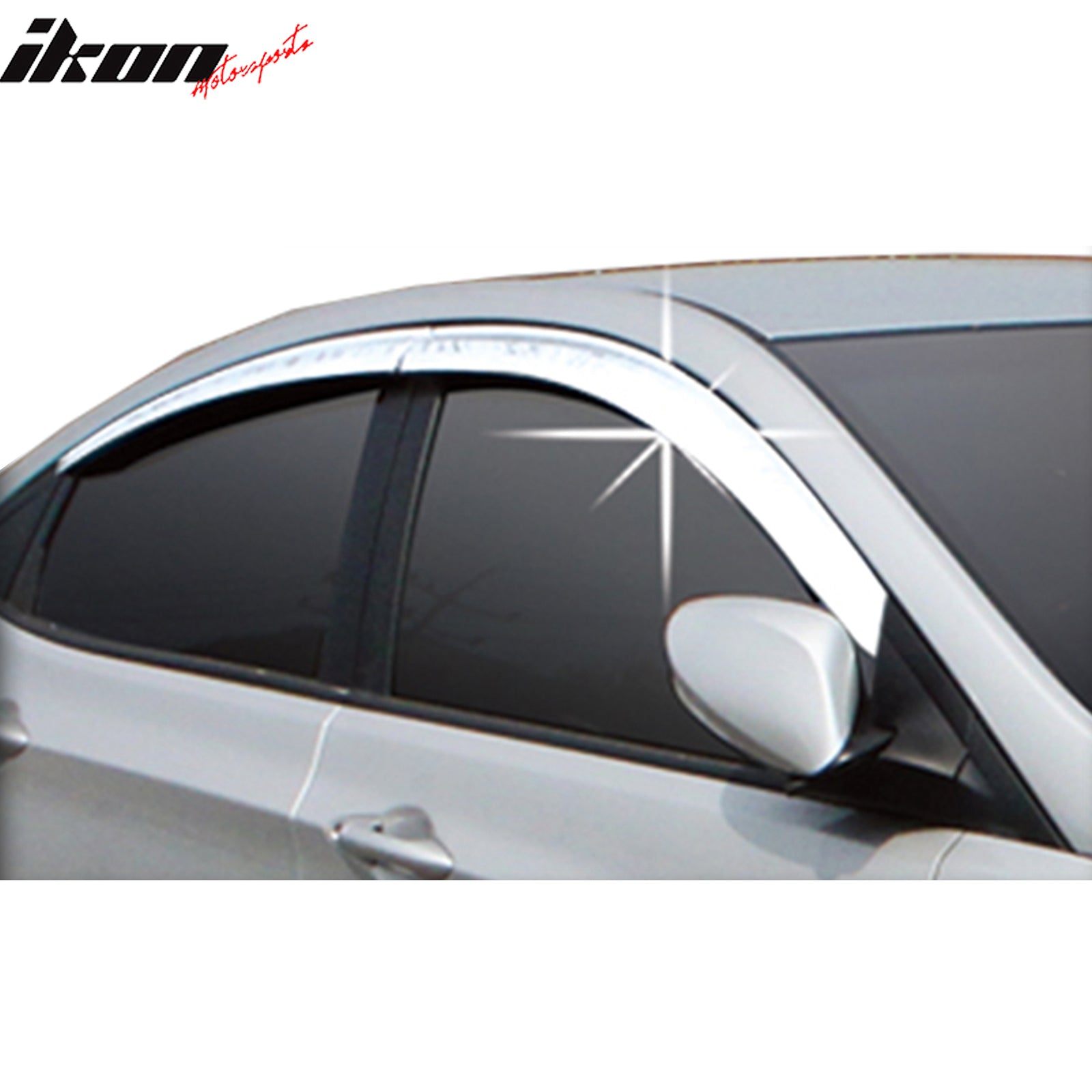 Fits 12-17 Hyundai Accent Sedan Side Window Visors Vent Deflectors 4PCS Chrome
