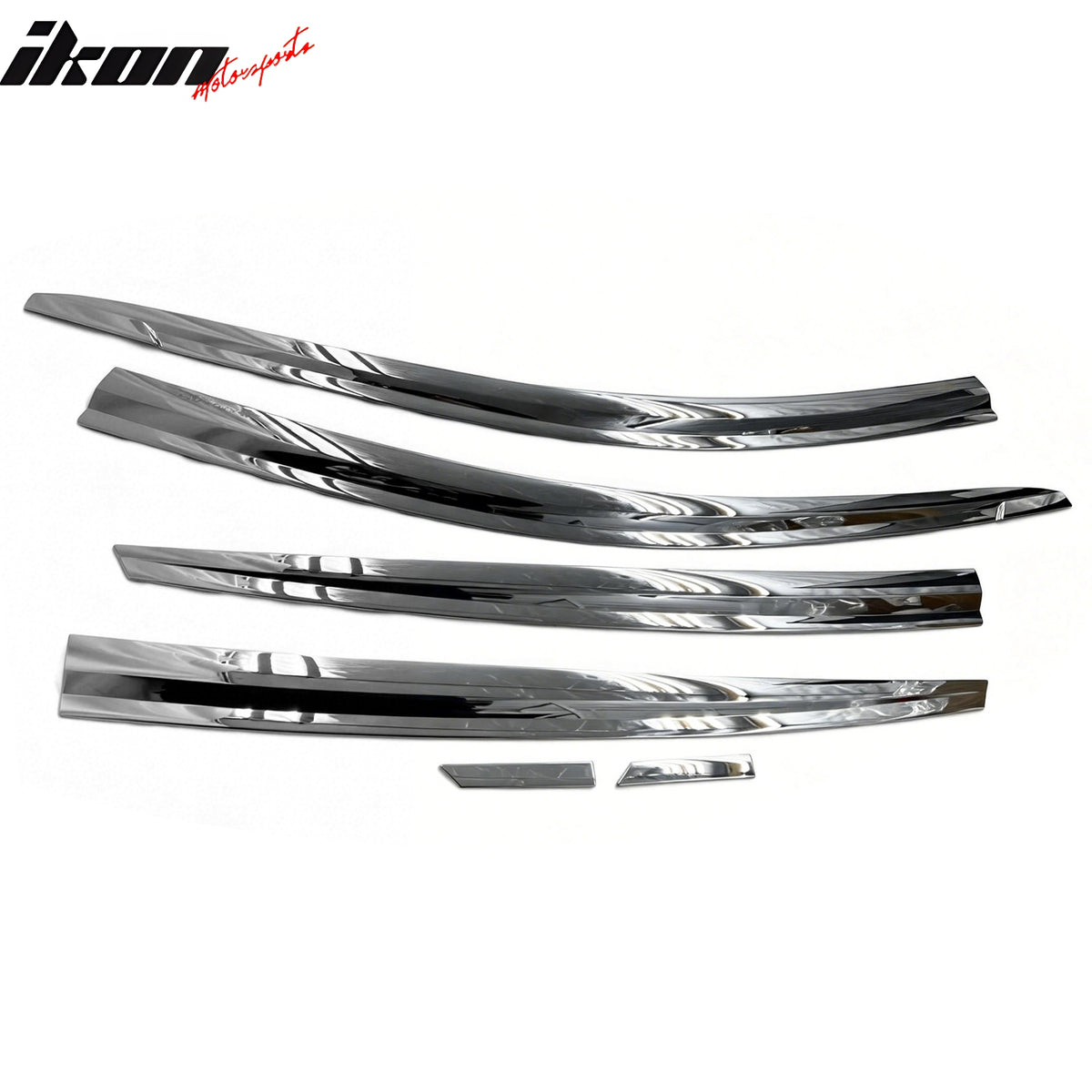 IKON MOTORSPORTS Tape on Window Visors Compatible with 2017-2022 Hyundai Ioniq, ABS Chrome Rain Guards, Side Window Wind Deflectors 6PCS