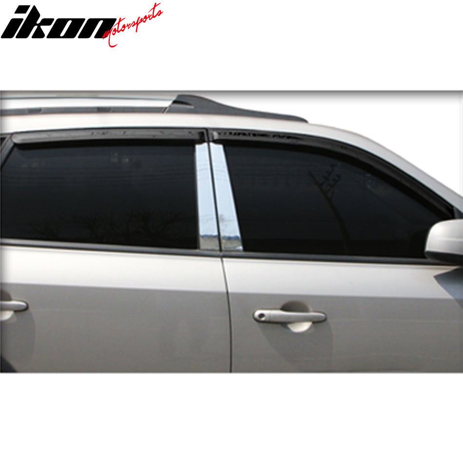 IKON MOTORSPORTS Tape On Window Visors Compatible with 2005-2009 Hyundai Tucson, ABS Plastic Dark Smoke Rain Guards, Side Window Wind Deflectors 4PCS