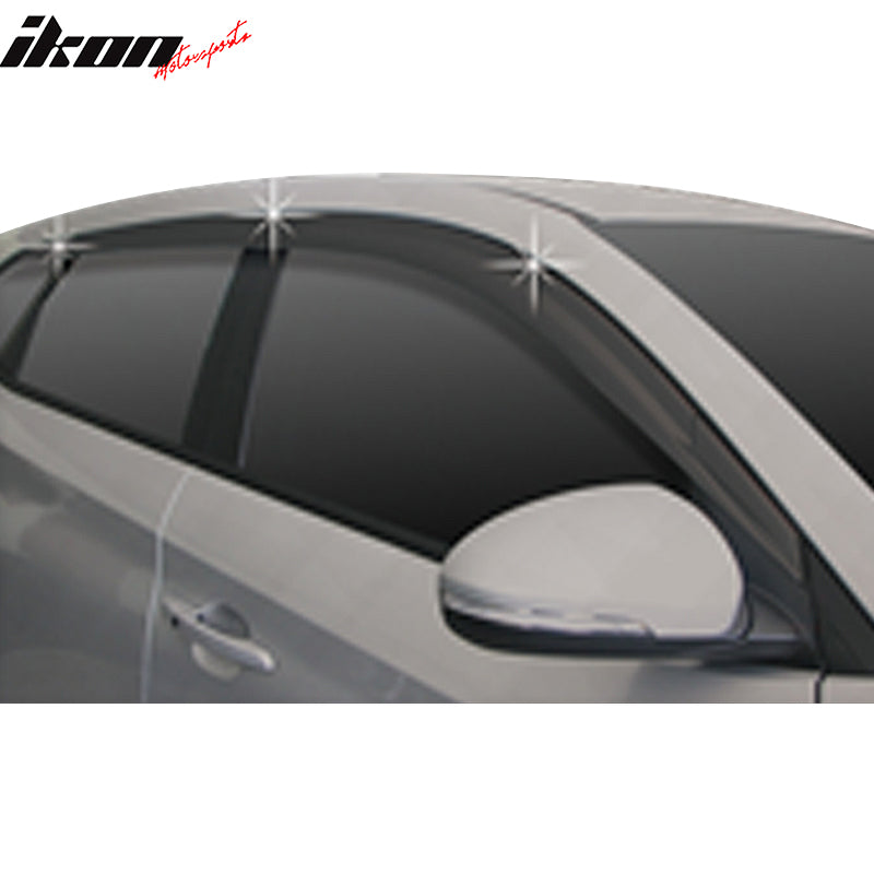 IKON MOTORSPORTS Tape On Window Visors Compatible with 2016-2021 Hyundai Tucson, ABS Plastic Dark Smoke Rain Guards, Side Window Wind Deflectors 6PCS