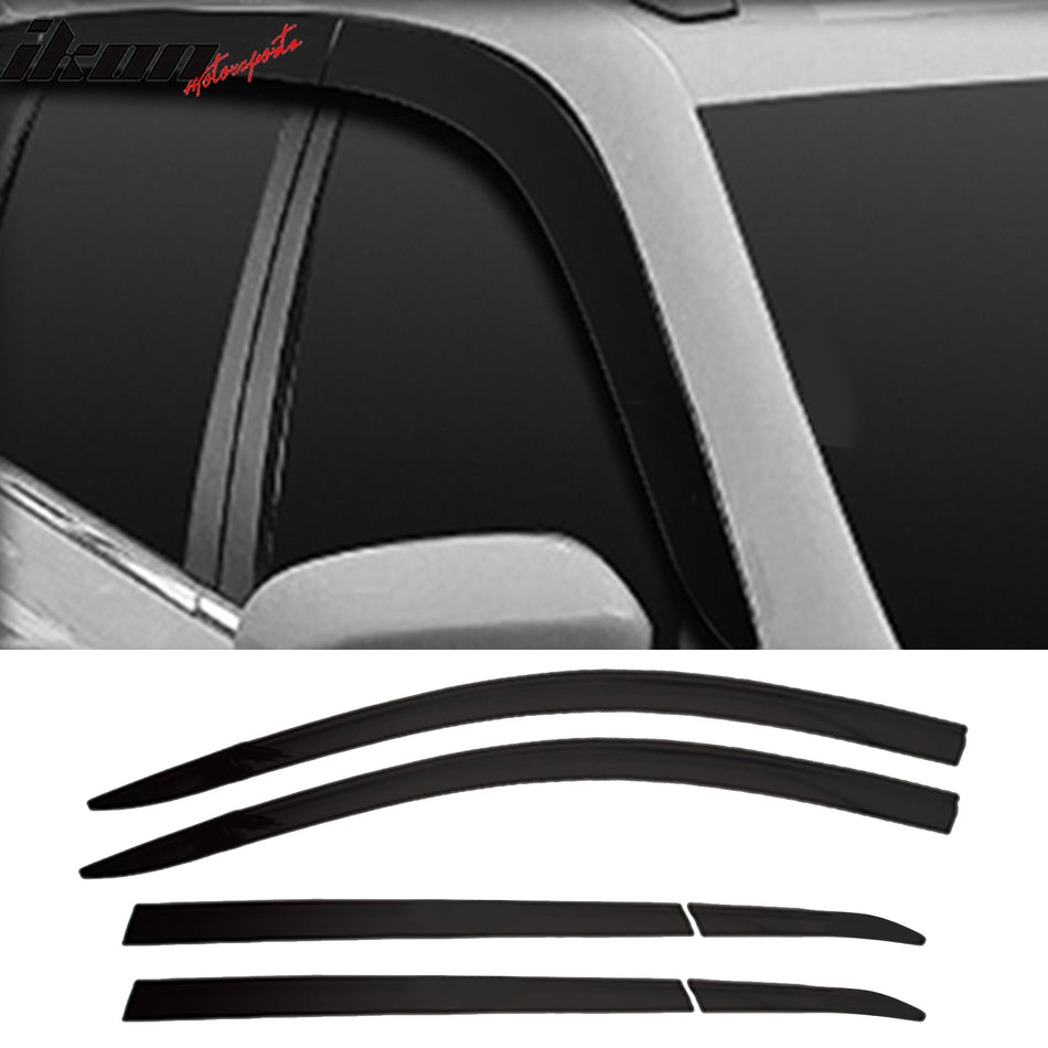 2014-2020 Jeep Cherokee Window Visor ABS Dark Smoke Rain Guard 6PC