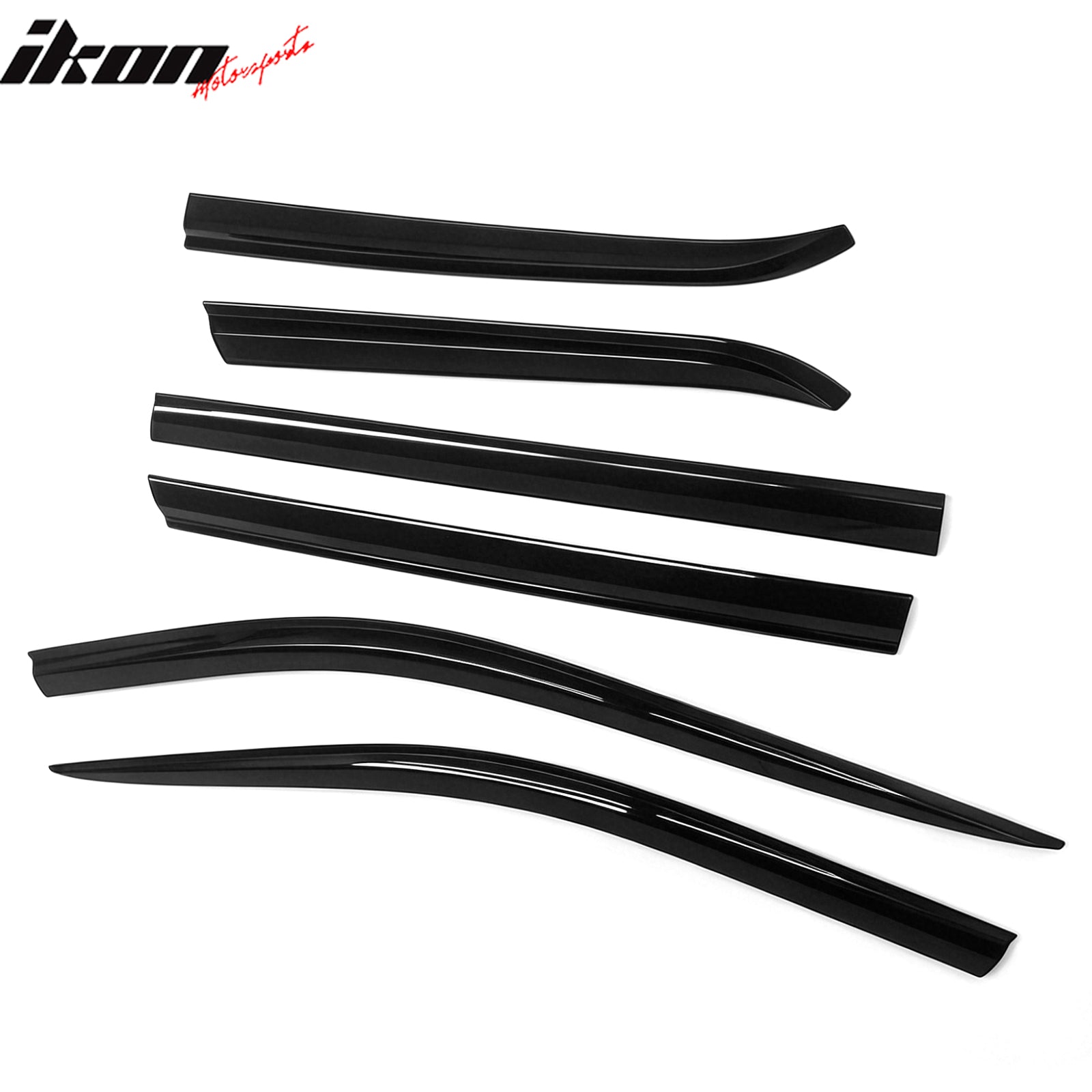 Fits 11-21 Jeep Grand Cherokee 6PCS Window Visors Vents Tape-On ABS Dark Smoke