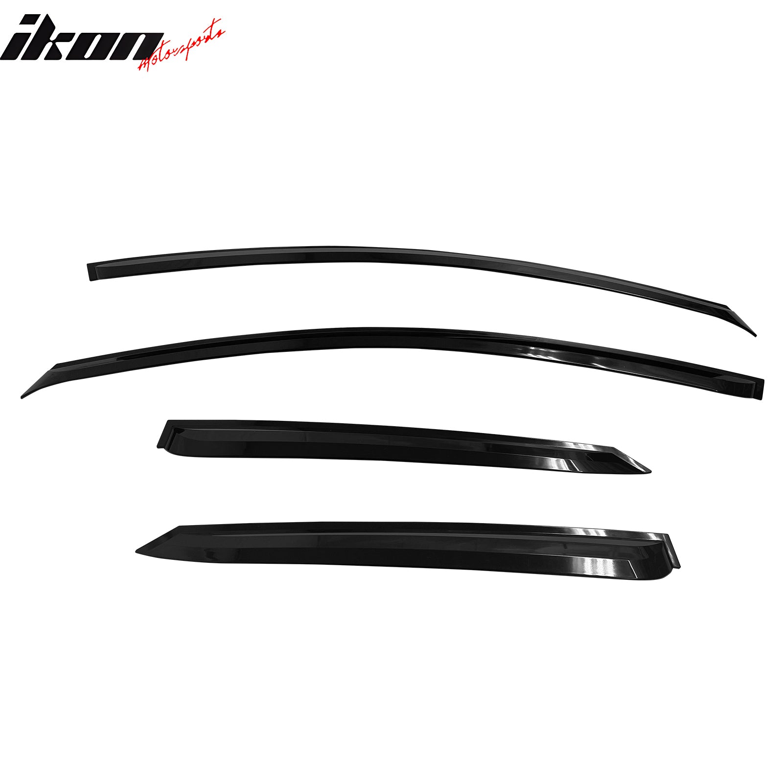 IKON MOTORSPORTS Tape on Window Visors Compatible with 2009-2013 Kia Forte Hatchback, ABS Plastic Smoke/Tinted Rain Guards, Side Window Wind Deflectors 4PCS