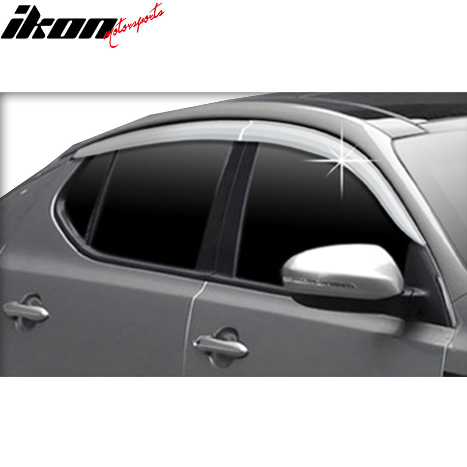 Fits 11-15 Kia Optima Window Visor ABS Chrome Sun Rain Guard 4PC Side Deflector