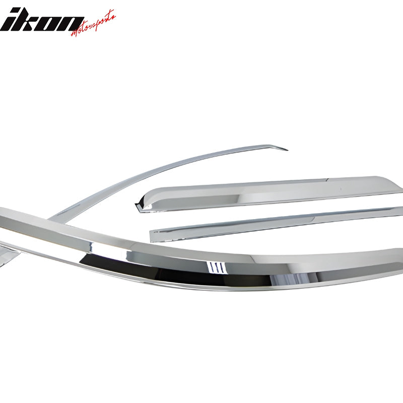 IKON MOTORSPORTS Tape on Window Visors Compatible with 2011-2015 Kia Sorento, ABS Plastic Chrome Rain Guards, Side Window Wind Deflectors 4PCS