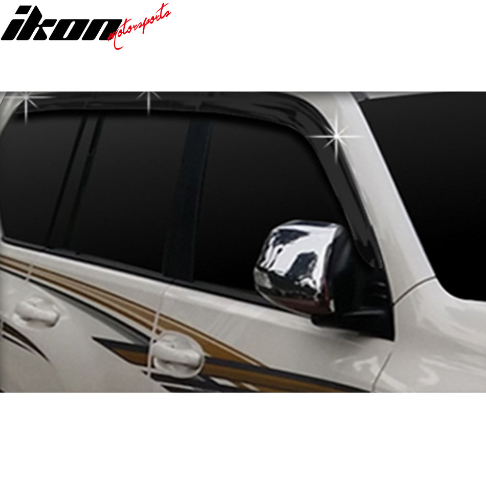Fits 10-22 Lexus GX460 Window Visor ABS Dark Smoke Sun Rain Guard 6PC Deflector
