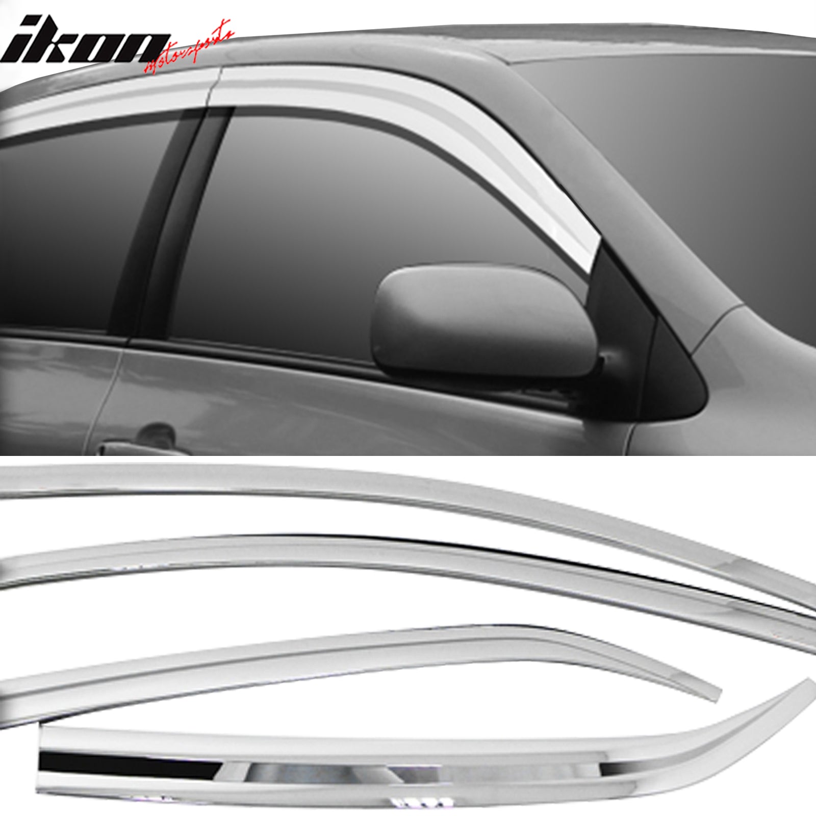 thumbnail image 2 of IKON MOTORSPORTS Window Visors For 2020-2025 Kia Telluride - Smoke Tinted Rain Guards 4PCS Set 2 of 13