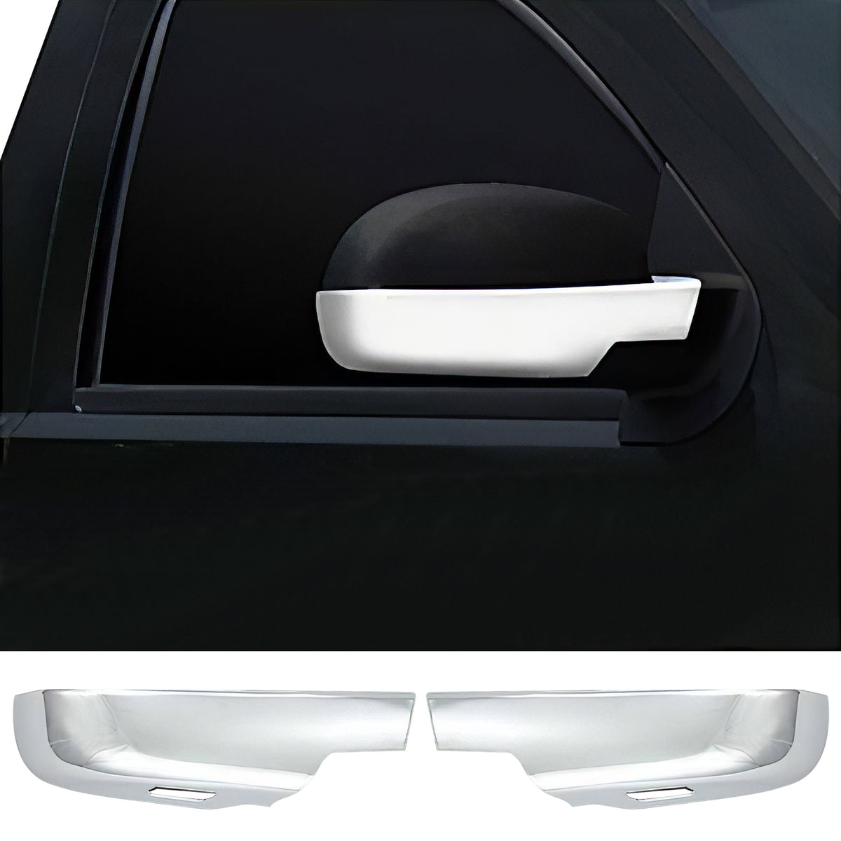 IKON MOTORSPORTS Mirror Cover, Compatible with 2007-2014 Cadillac Escalade, With Puddle Light Cut Out Chrome ABS Plastic Rear View Mirror Protector Cap, 2PCS