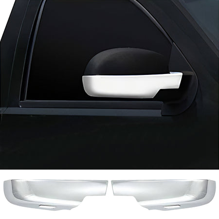 IKON MOTORSPORTS Mirror Cover, Compatible with 2007-2014 Cadillac Escalade, With Puddle Light Cut Out Chrome ABS Plastic Rear View Mirror Protector Cap, 2PCS