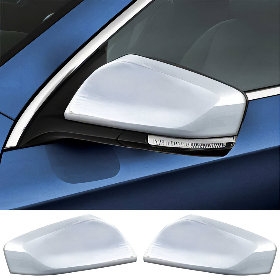 IKON MOTORSPORTS Mirror Cover, Compatible with 2014-2015 Chevrolet Impala, ABS Plastic Chrome Rear View Mirror Protector Cap, 2PCS