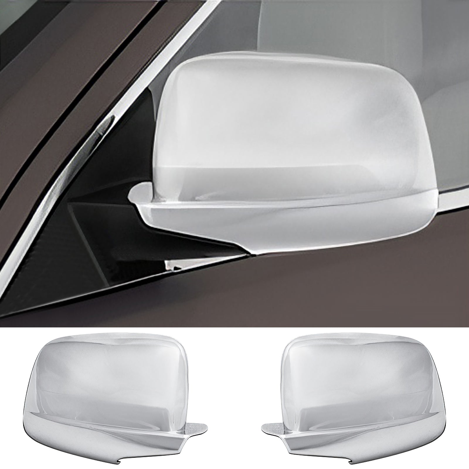 IKON MOTORSPORTS Mirror Cover, Compatible with 2011-2022 Dodge Durango Express/Crew/R/T, ABS Plastic Chrome Rear View Mirror Protector Cap, 2PCS