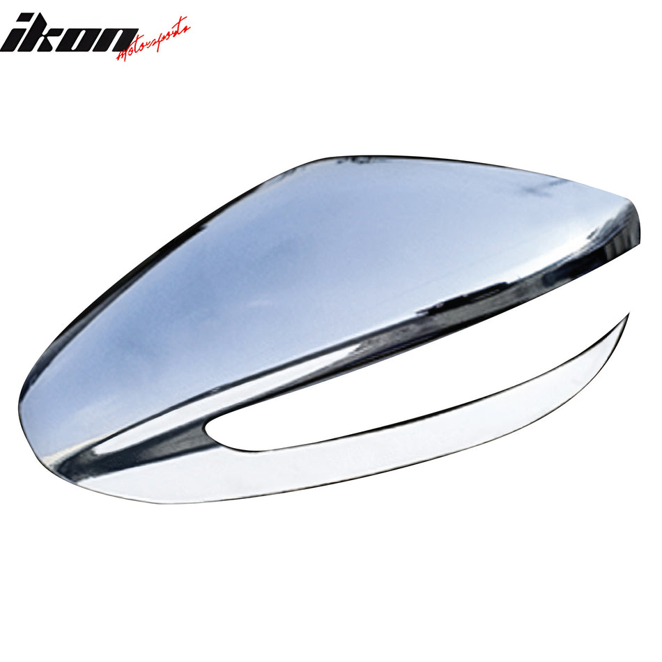 IKON MOTORSPORTS, 2PCS Mirror Covers Compatible With 2011-2014 Hyundai Sonata Limited, Front Driver Passenger Side Rear View Mirror Cover Cap Replacement W/Light Cut Out ABS Plastic Chrome