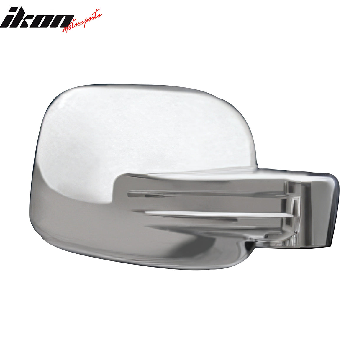 IKON MOTORSPORTS, 2PCS Mirror Covers Compatible With 2002-2007 Jeep Liberty, Front Driver Passenger Side Rear View Mirror Cover Cap Replacement ABS Plastic Chrome