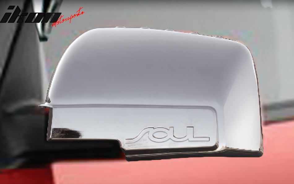 2010-2013 Kia Soul 2PCS Chrome Side Mirror Cover W/SOUL Signature ABS