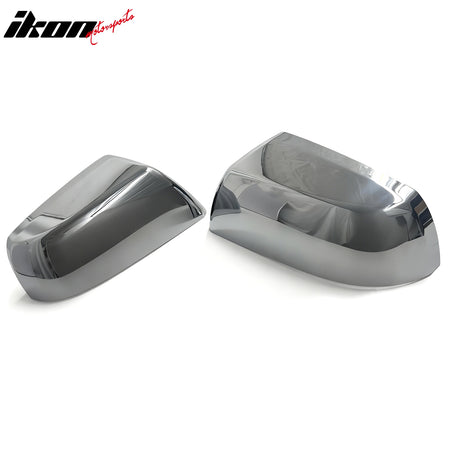 IKON MOTORSPORTS Mirror Cover, Compatible with 2007-2021 Toyota Tundra, 2008-2021 Sequoia, Chrome ABS Rear View Mirror Protector Upper Cap, 2PCS
