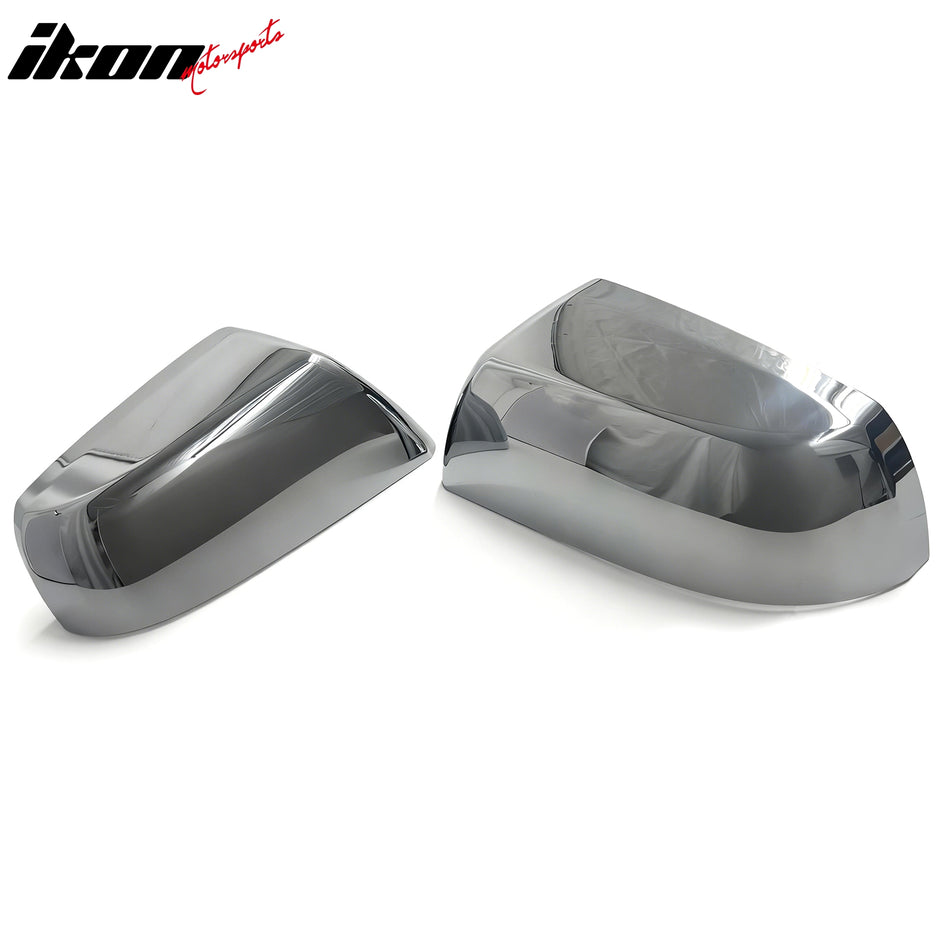 IKON MOTORSPORTS Mirror Cover, Compatible with 2007-2021 Toyota Tundra, 2008-2021 Sequoia, Chrome ABS Rear View Mirror Protector Upper Cap, 2PCS