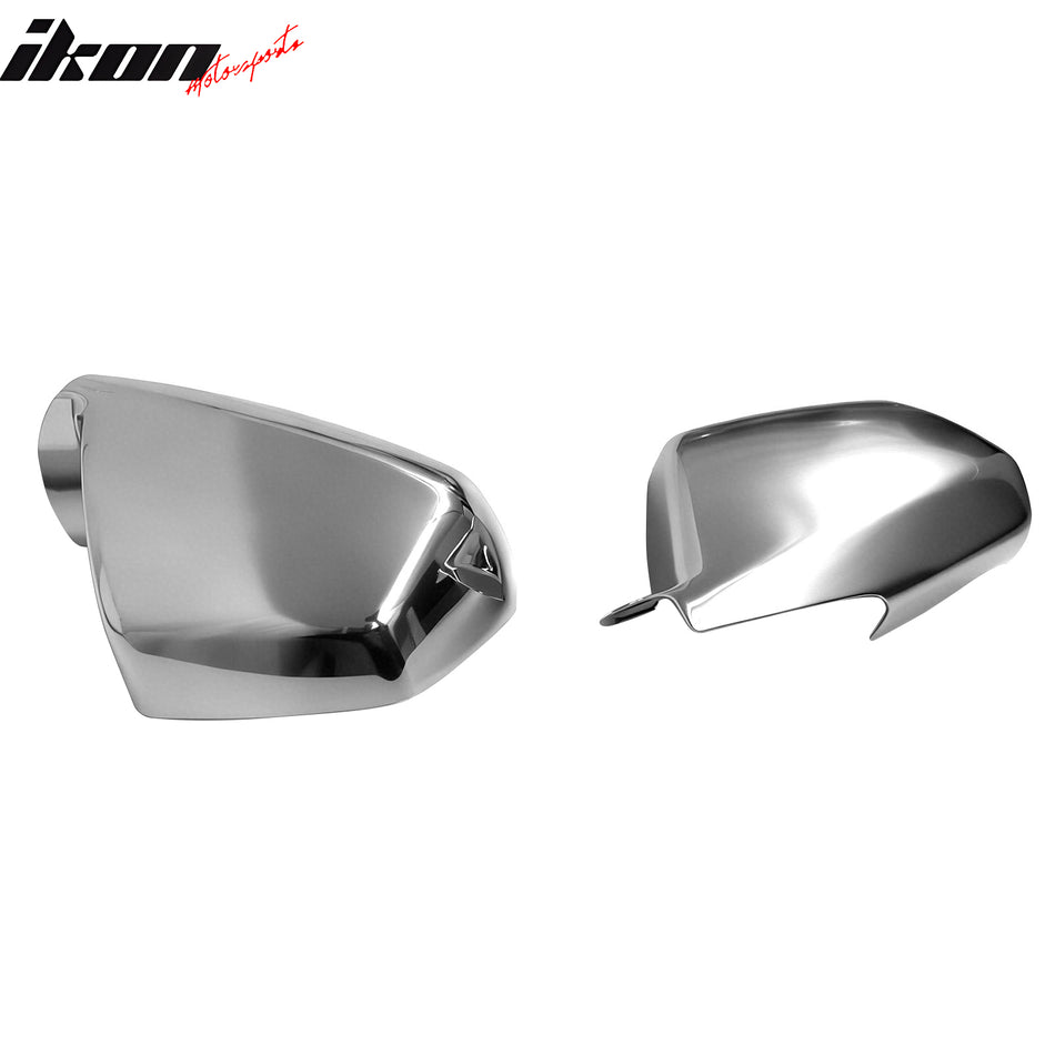 IKON MOTORSPORTS Mirror Cover, Compatible with 2008-2013 Cadillac CTS, Chrome ABS Rear View Mirror Protector Full Cap, 2PCS