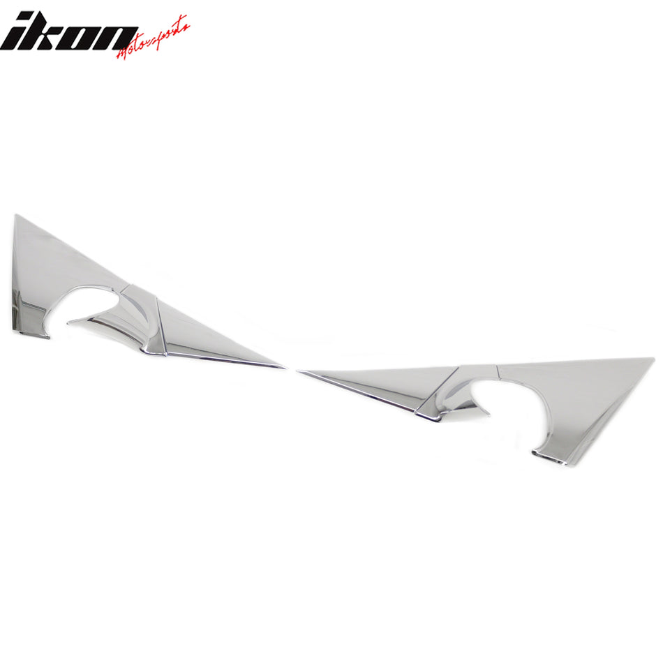 IKON MOTORSPORTS Mirror Bracket Molding, Compatible with 2011-2014 Hyundai Sonata, ABS Plastic Chrome Front Driver Passenger Side Rear View Mirror Triangle Pillar Trim, 6PCS