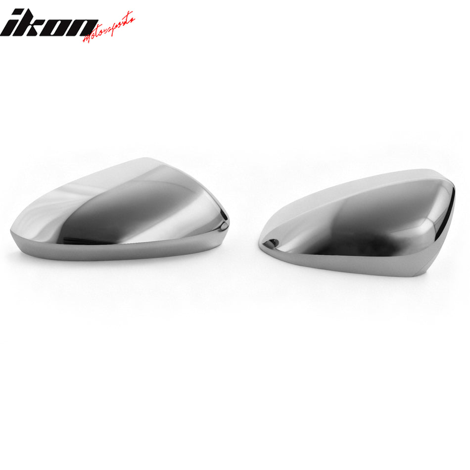 IKON MOTORSPORTS Mirror Cover, Compatible with 2013-2020 Ford Fusion, Chrome ABS Rear View Mirror Protector Full Cap, 2PCS