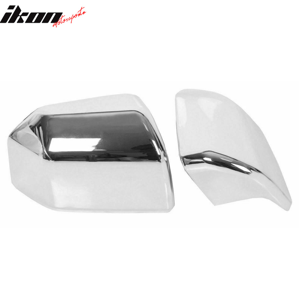 IKON MOTORSPORTS Mirror Cover, Compatible with 2015-2020 Ford F-150, Chrome ABS Rear View Mirror Protector Cap, 2PCS