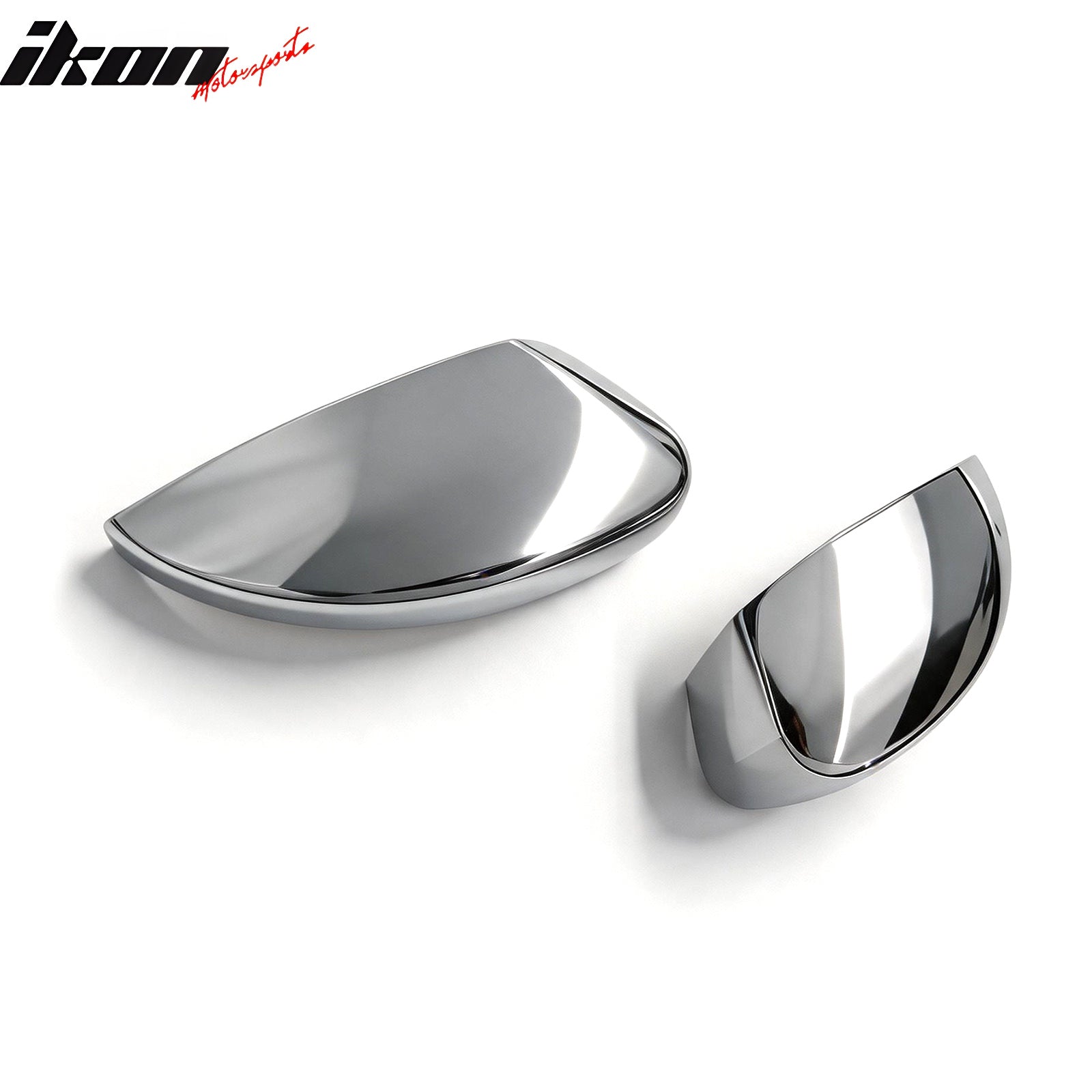 IKON MOTORSPORTS Mirror Cover, Compatible with 2017-2019 Ford Escape, Chrome ABS Rear View Mirror Protector Full Cap Top Portion With Turn Signal Light Cut, 2PCS