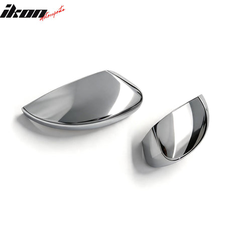 IKON MOTORSPORTS Mirror Cover, Compatible with 2017-2019 Ford Escape, Chrome ABS Rear View Mirror Protector Full Cap Top Portion With Turn Signal Light Cut, 2PCS